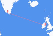 Vluchten van Qaqortoq, Groenland naar Dublin, Ierland