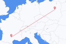 Flyg från Warszawa, Polen till Rodez, Frankrike