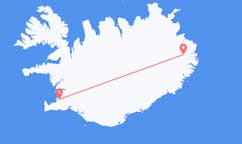 Flyreiser fra byen Egilsstaðir, Island til byen Reykjavik, Island