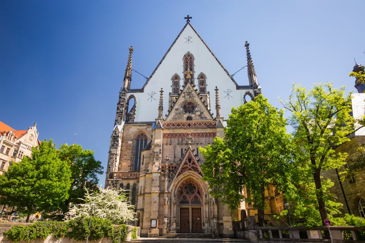 Photo of beautiful view of St. Thomas Church in Leipzig, Germany.