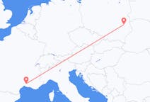 Flyg från Nimes, Frankrike till Lublin, Polen