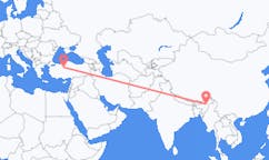 インドのジョルハットから、トルコのアンカラまでのフライト