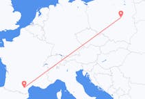 Flyg från Warszawa, Polen till Carcassonne, Frankrike