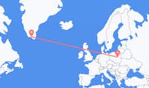그린란드 나르사크에서 출발해 폴란드 바르샤바로(으)로 가는 항공편