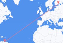 Flyreiser fra Caracas, Venezuela til Villmanstrand, Finland