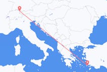 Flights from Kos, Greece to Thal, Switzerland