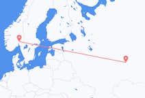Vols depuis la ville de Nijnekamsk vers la ville d'Oslo