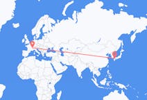 Vluchten van Ube, Japan naar Genève, Zwitserland