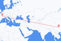 Flyg från Chongqing, Kina till Clermont-Ferrand, Frankrike