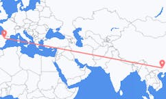 Flyreiser fra Liuzhou, Kina til Zaragoza, Spania