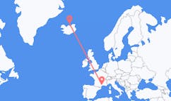 アイスランドのグリムジーから、フランスのモンペリエまでのフライト