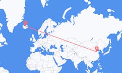 Flyg från staden Jinan, Kina till staden Akureyri, Island