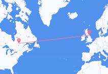Flyreiser fra Chibougamau, Canada til Newcastle upon Tyne, England