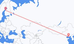 Flyg från Dalian, Kina till Karleby, Finland