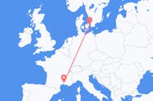 Vluchten van Nîmes, Frankrijk naar Kopenhagen, Denemarken