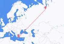 Flights from Nadym, Russia to Santorini, Greece