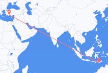 出发地 印度尼西亚古邦目的地 土耳其安塔利亚的航班