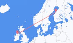 Vluchten van Kokkola, Finland naar Derry, Noord-Ierland