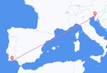 Flug frá Faro-héraði, Portúgal til Trieste, Ítalíu