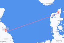 Fly fra Durham, England til Aalborg