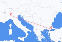 Vluchten van Tekirdag, Turkije naar Milaan, Italië