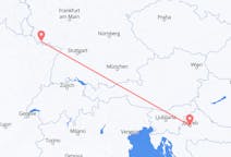 Flyg från Zagreb, Kroatien till Saarbrücken, Tyskland