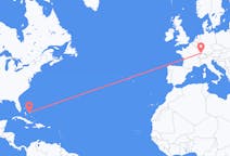 Flyrejser fra Rock lyd, Bahamas til Basel, Schweiz