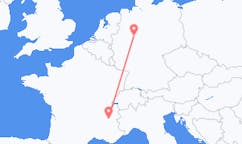 Vluchten van Paderborn, Duitsland naar Grenoble, Frankrijk