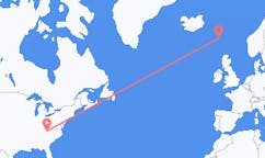 Vluchten van Bristol, Verenigde Staten naar Sørvágur, Faeröer