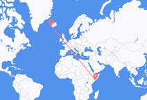 Flyreiser fra Mogadishu, Somalia til Reykjavík, Island