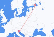 Vluchten van Sint-Petersburg, Rusland naar Ancona, Italië