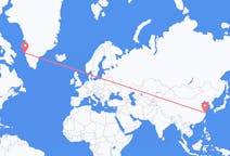 중국 상하이에서 출발해 그린란드 시시미우트에게(으)로 가는 항공편
