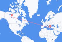 Flyg från Yellowknife, Kanada till Aten, Grekland