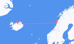 Flyg från staden Sandnessjøen till staden Akureyri