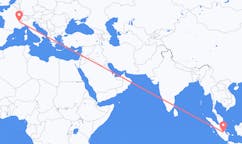 Flyreiser fra Jambi City, Indonesia til Chambery, Frankrike