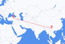Flyg från Kunming, Kina till Sivas, Turkiet