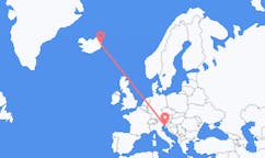 航班从意大利的里雅斯特市到埃伊尔斯塔济市，冰岛塞尔