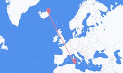 航班从突尼斯突尼斯市到埃伊尔斯塔济市，冰岛塞尔