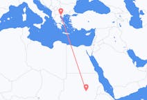 Vluchten van Khartoem, Soedan naar Thessaloniki, Griekenland