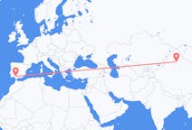 Flyrejser fra Ürümqi, Kina til Sevilla, Spanien