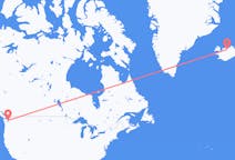 Vluchten van Seattle, Verenigde Staten naar Akureyri, IJsland