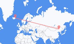 Vols de la ville d'Ulan Hot, Chine vers la ville d'Egilssta?ir, Islande