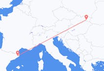 Vluchten van Kosice, Slowakije naar Gerona, Spanje