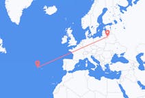 Flyg från Vilnius, Litauen till Horta, Azorerna, Portugal
