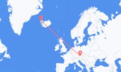 航班从奥地利林茨市到伊萨菲厄泽市，冰岛塞尔