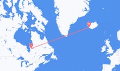 Flyreiser fra byen La Grande-elven, Canada til byen Reykjavik, Island