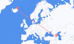 Vluchten van Gəncə, Azerbeidzjan naar Egilsstadir, IJsland