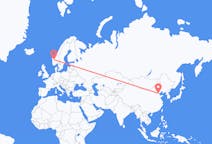 Flyg från Tianjin, Kina till Sogndal, Norge