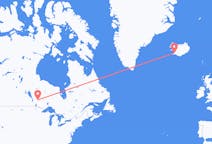 Flyg från Röda sjön, Kanada till Reykjavik, Island