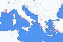 Flyg från Marseille, Frankrike till Rhodes, England, Grekland